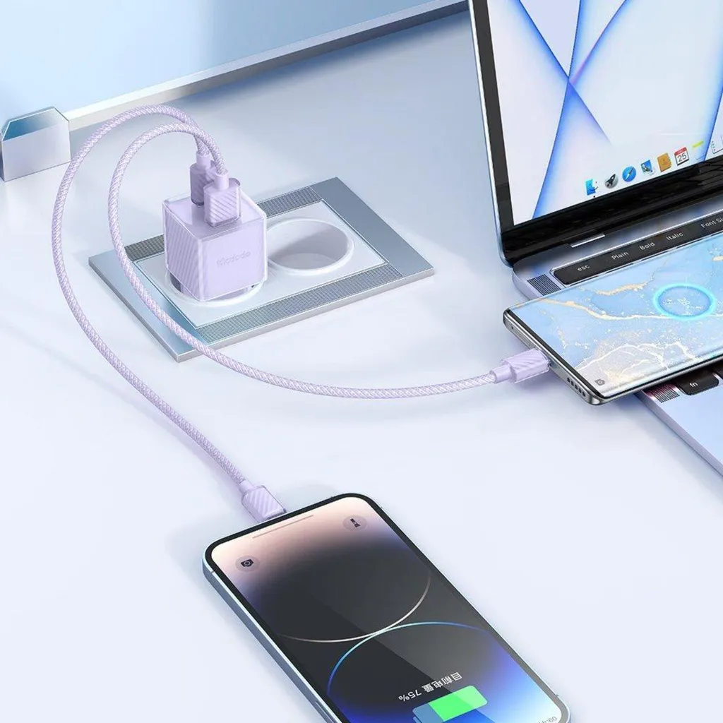 Chargeur de Voyage Rapide 33W pour iPhone et Android, Double USB Violet - 3