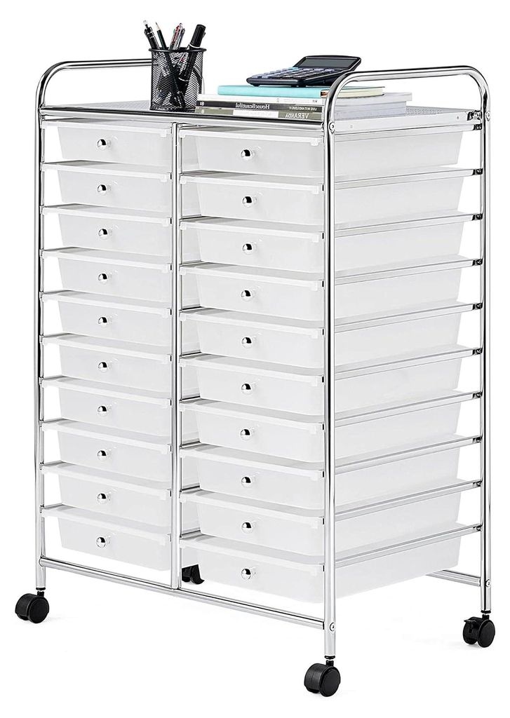 Küchenwagen mit Rollen, Rollwagen mit 12 stapelbaren Schubladen, Aufbewahrungswagen mit Ablage, Werkzeugwagen für Küche, Badezimmer und Büro, 6...