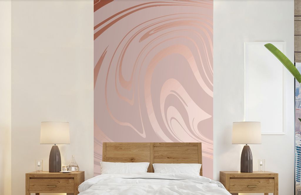 MuchoWow Fototapete für Wohnzimmer oder Schlafzimmer Wandtapete Vinyl Motivtapete Marmor - Roségold - Luxus - 120x240 cm - Hintergrundbild