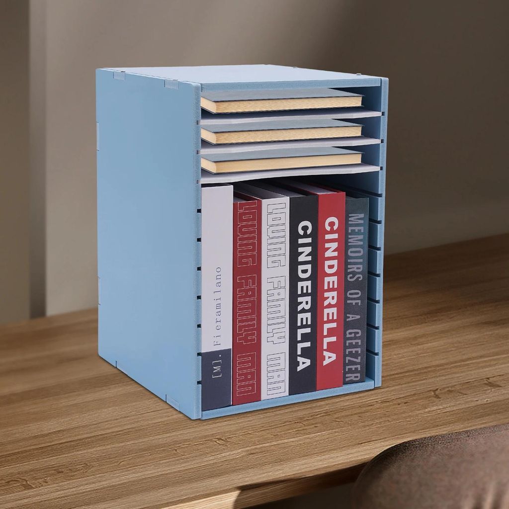 Dokumentenablage - Vertikaler Schreibtischsortierer - 27×30×40 cm - 11 Fächer - Für Letter-Format - Strapazierfähige Laminatoberfläche - Blau