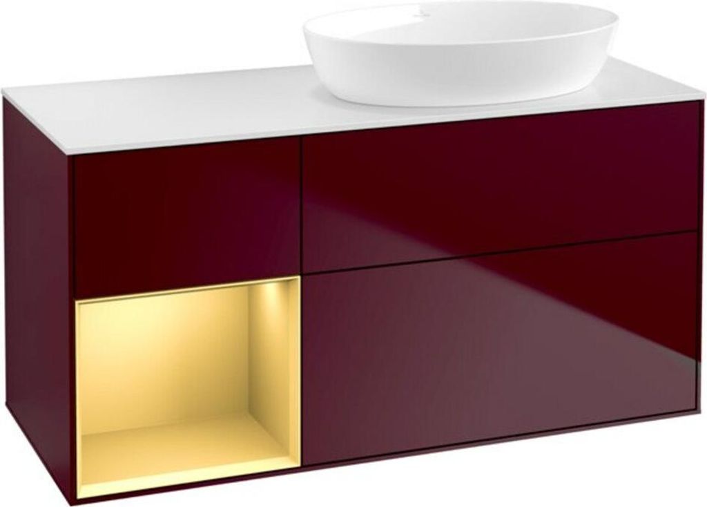 V&B Waschtischunterschrank Finion 120cm, Pl wh. m, Reg gol m Lac, Peo m