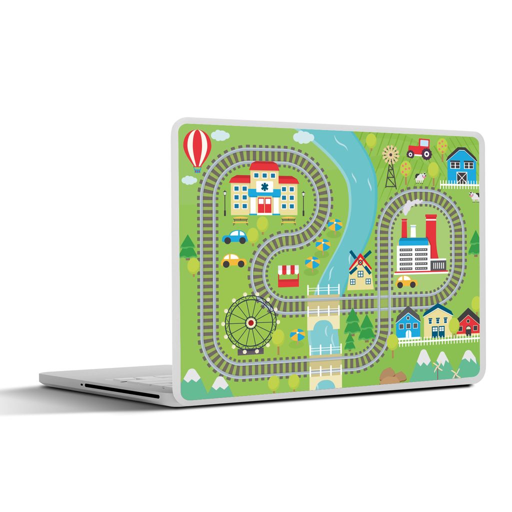 MuchoWow Laptop Aufkleber Sticker Cover Kinder - Zug - Auto - Schiene 25x18 cm - Laptop-Deko