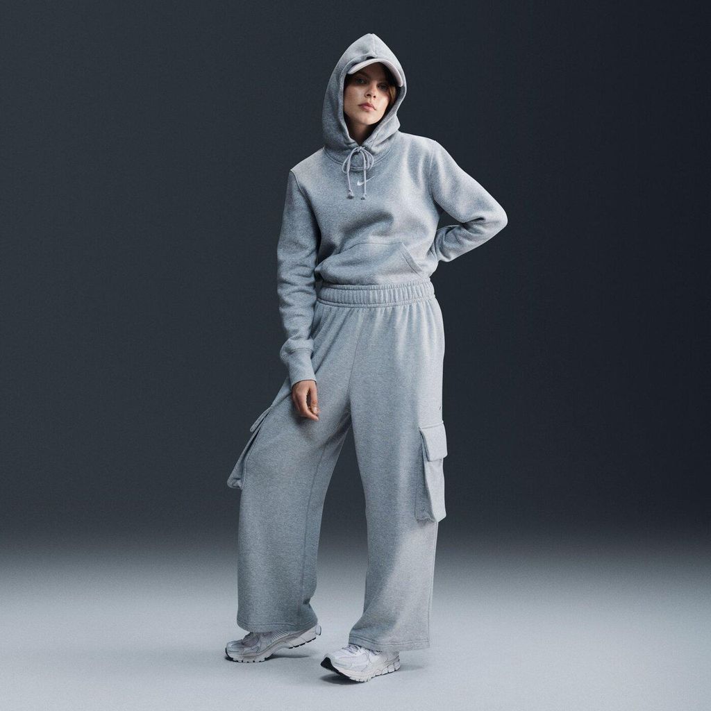 Nike NSW Phoenix Fleece - Damen Hoodie - Dark Grey Heather/Sail Dark Grey Heather/Sail S