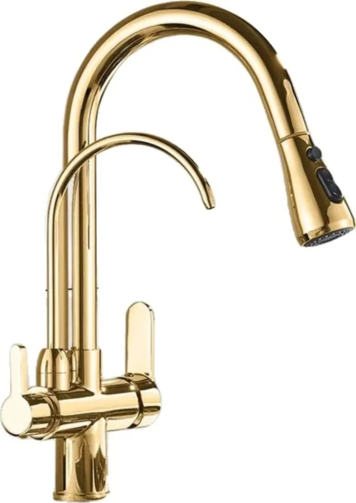 Rubinetto Cucina Oro Golden B Ottone Robusto Doppia Maniglia