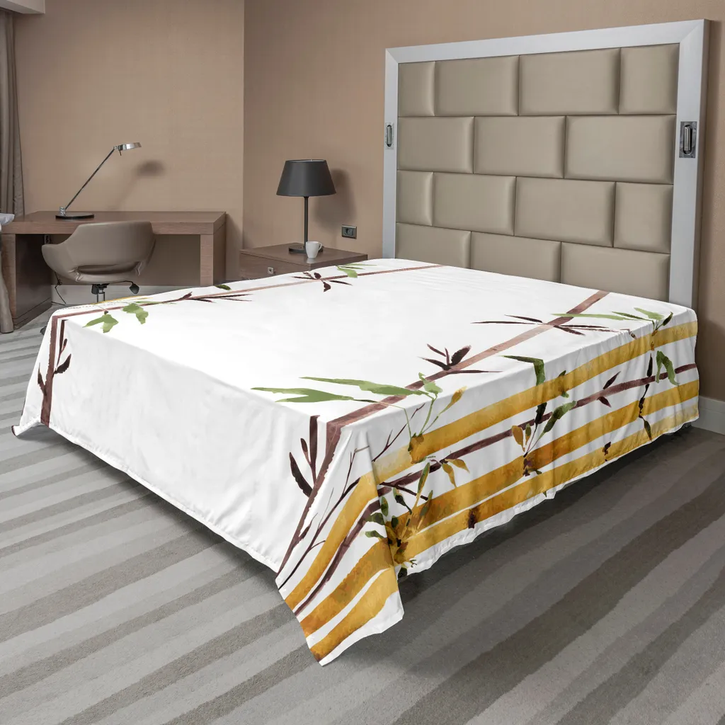 Drap plat décoratif pour lit 275x260 cm bambou motif zen fait à la main
