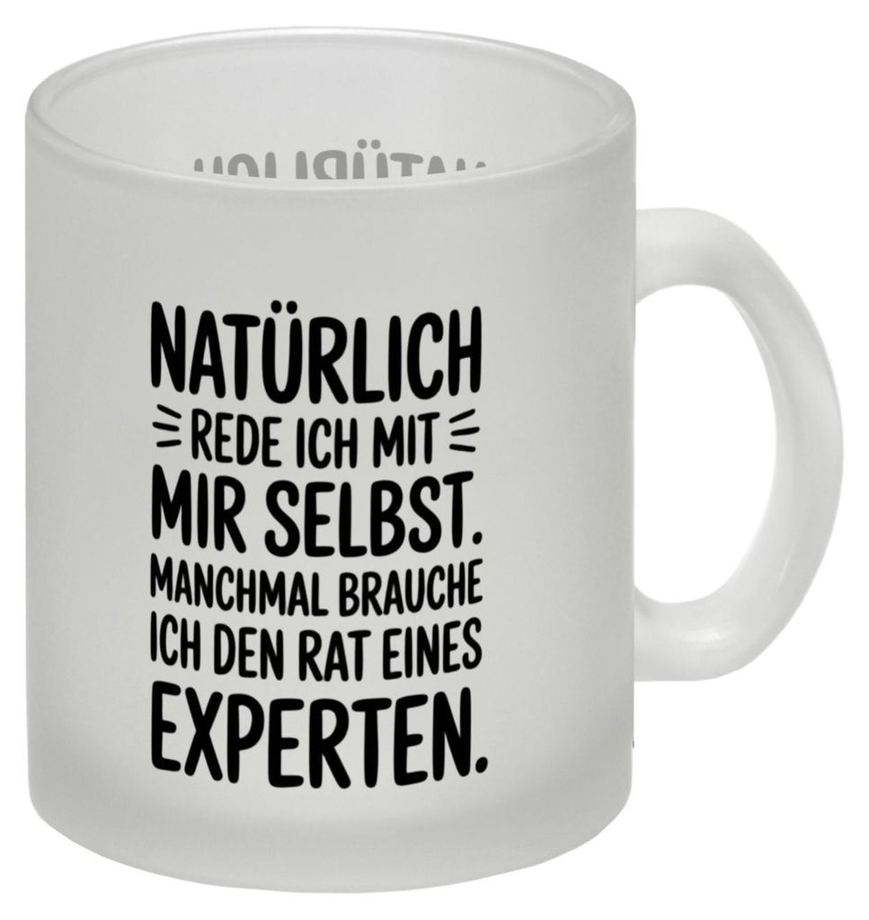 Expertengespräch Glas Tasse mit Selbstironie