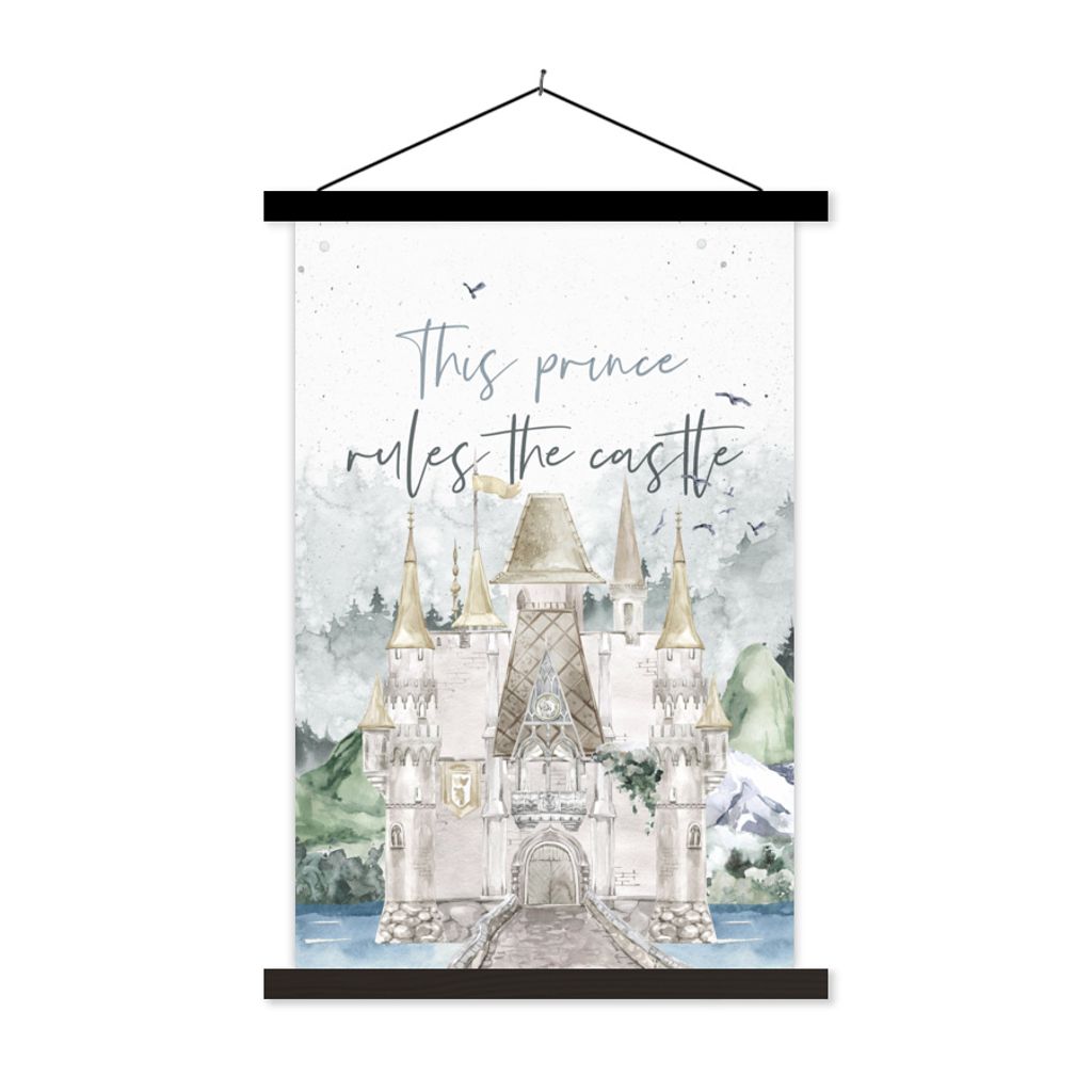 MuchoWow Textilposter Zitate - Sprichwörter - Dieser Prinz regiert das Schloss - Kinder - Kinder - Baby 60x90 cm mit schwarzem Rahmen - Poster W...