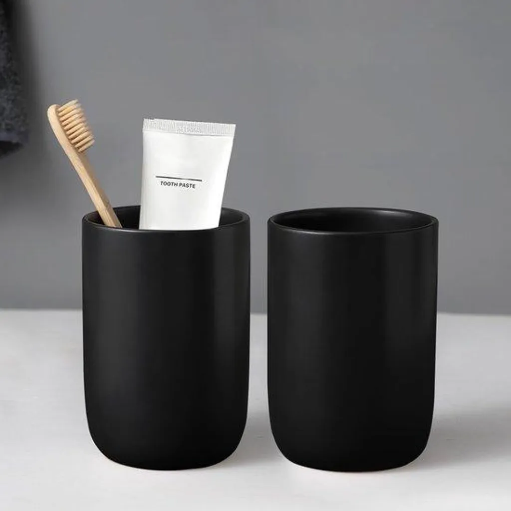 Rangement de salle de bain noir : lot de 2 supports brosse à dents chic