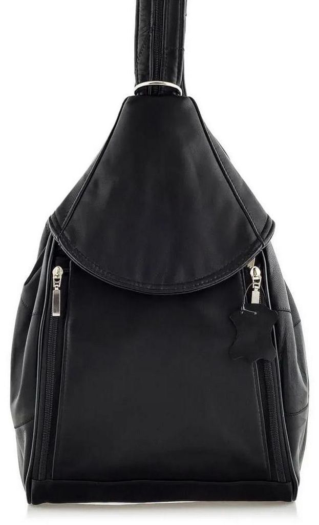 Schwarz eleganter Damen Lederrucksack aus Naturleder, Cityrucksack, Freizeitrucksack, Vintage Stil – Belveder Rene01