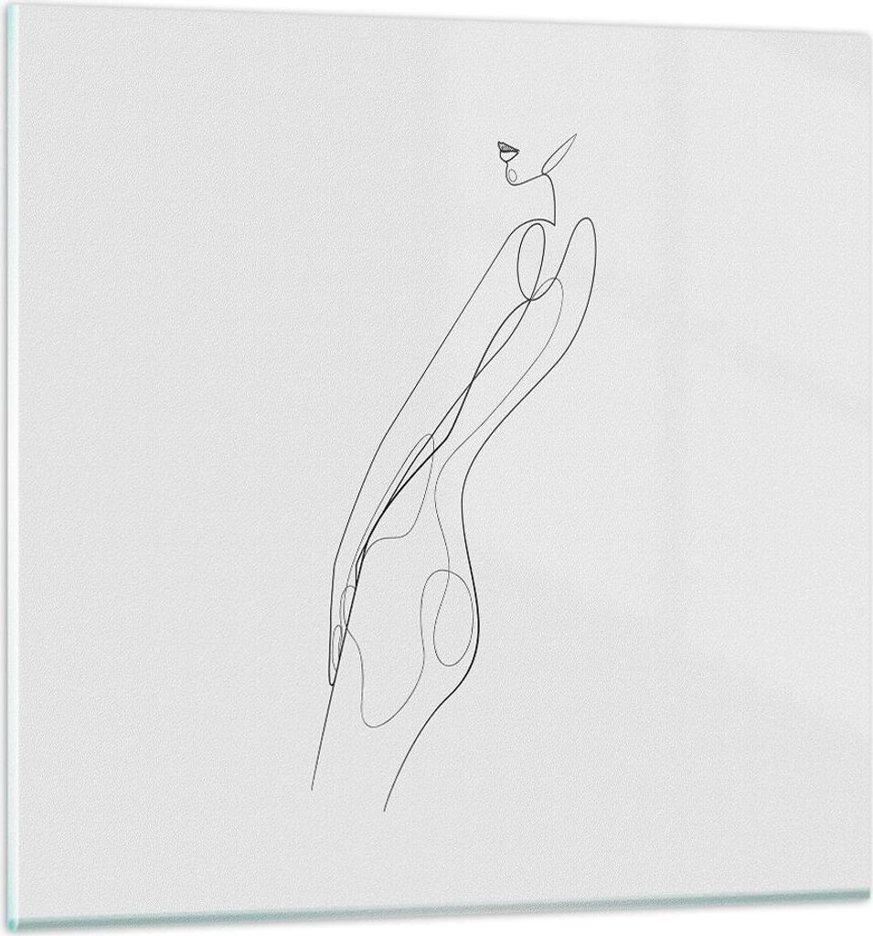 Bilder auf glas - Einteilig - Kontur Frau Minimalismus - 30x30cm - Glasbilder - Wandbilder - Bilder - zum Aufhängen bereit - Wanddekoration aus Gl...