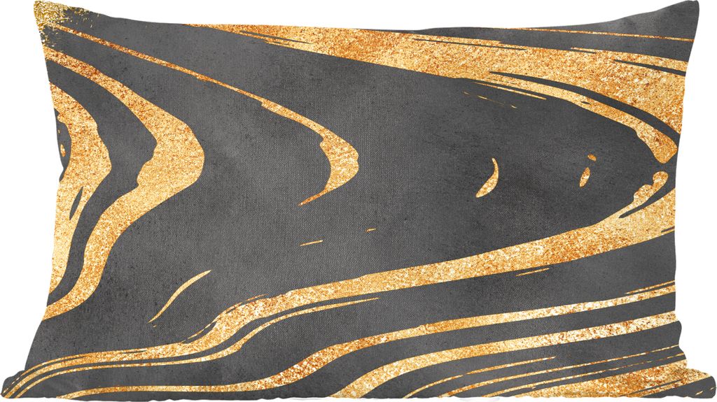 MuchoWow Zierkissen Sofakissen Wohnzimmer Dekokissen 60x40 cm Gold - Schwarz - Abstrakt - Kopfkissen - Polster mit Foto