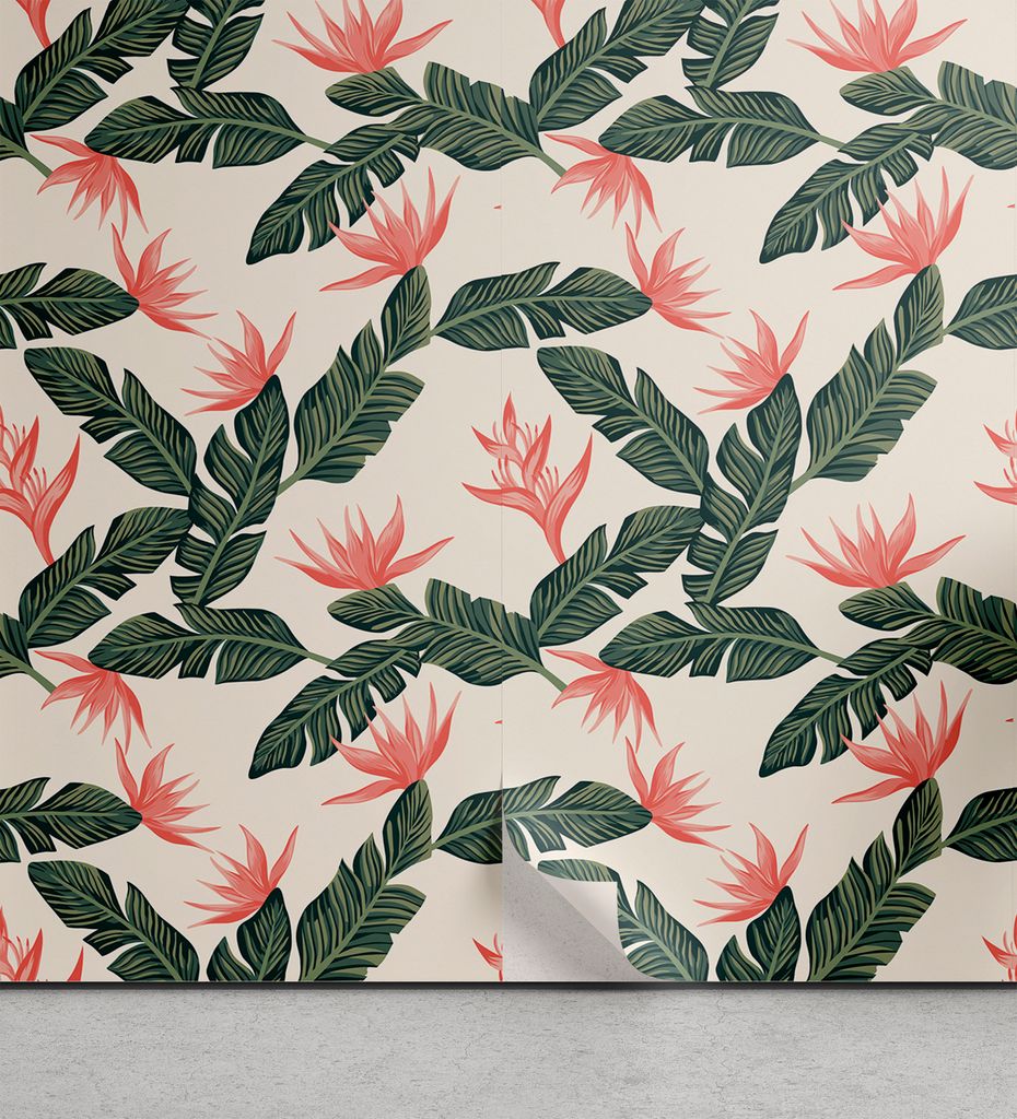 ABAKUHAUS Urwald abziehbare & klebbare Tapete für Zuhause, Exotische Flora und Blätter, selbstklebendes Wohnzimmer Küchenakzent, 33 cm x 250 cm,...