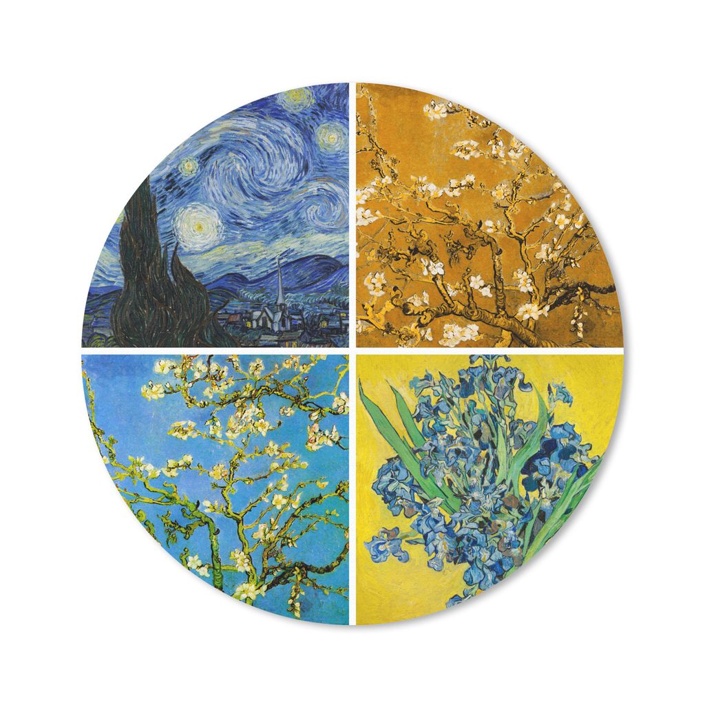 MuchoWow Mauspad Mousepad Van Gogh - Sternennacht - Collage 30x30 cm - Mousepads - Maus Mat - Pad - Mausunterlage - Tischunterlage - Schreibtisch...