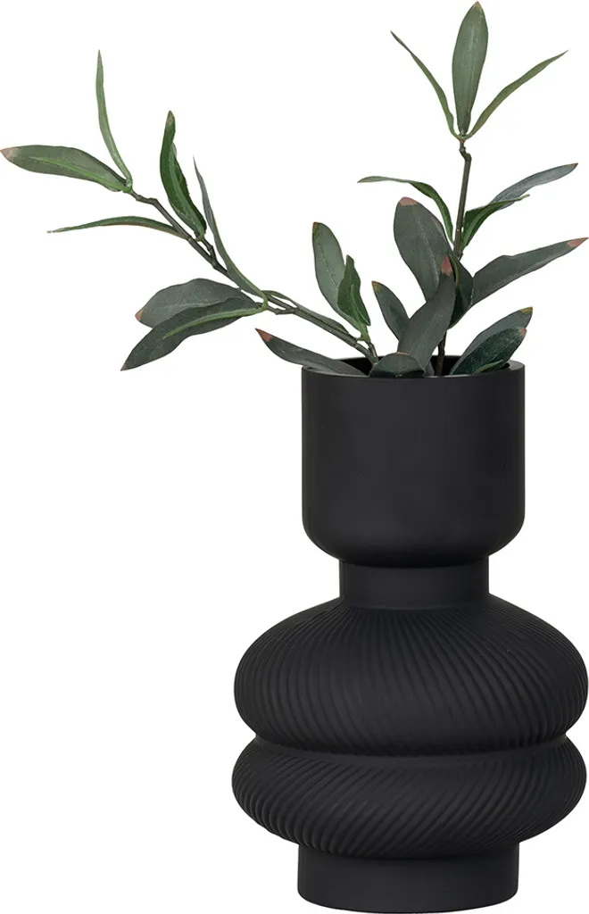 Vase Design Noir Lothar 22 cm - Finition Anti-Traces pour Déco Durable