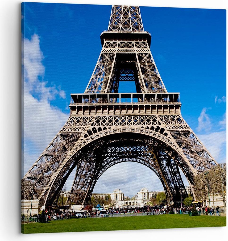 Bild auf Leinwand - Leinwandbild - Turm Paris Eiffle - 60x60cm - Wand Bild - Wanddeko - Wandbilder - Leinwanddruck - Bilder - Kunstdruck - Wanddeko...