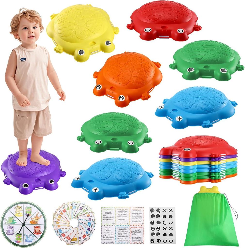 Balanciersteine für Kinder, 8 PCS Froschförmige Stapelsteine Balanciersteine zur Gleichgewichts und der Koordinationsfähigkeiten für Drinnen un...
