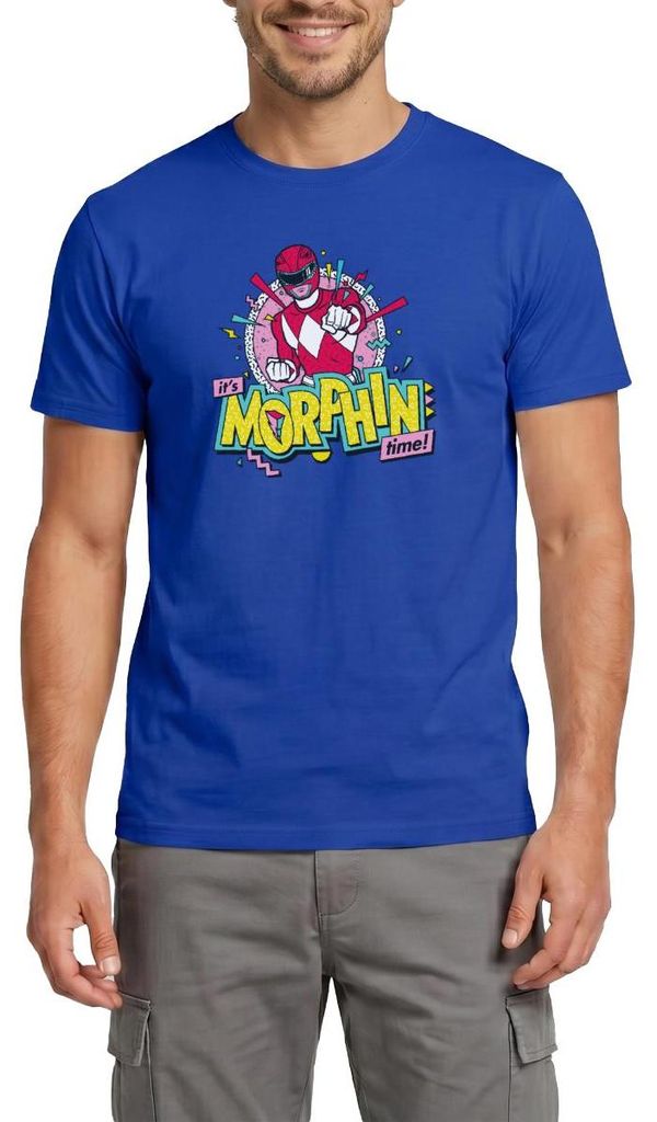 Spreadshirt Power Rangers It's Morphin Time Männer T-Shirt, XL, Dunkelblau