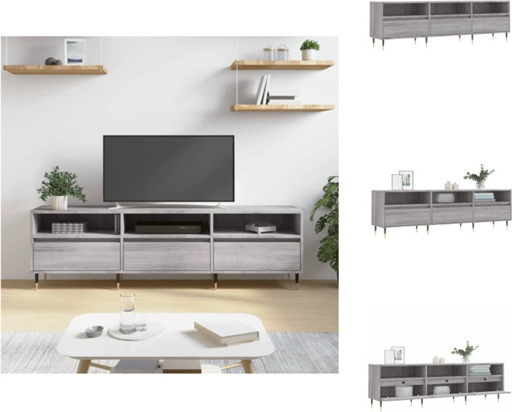 vidaXL TV-Schrank Grau Sonoma 150x30x44,5 cm Holzwerkstoff - TV-Möbel