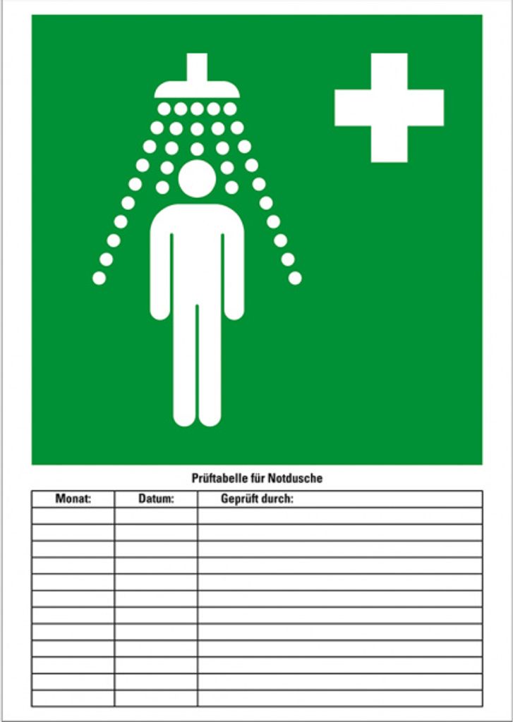 Dreifke Prüftafel Körperdusche, praxisbewährt, Papier, 210x297mm, 5/VE
