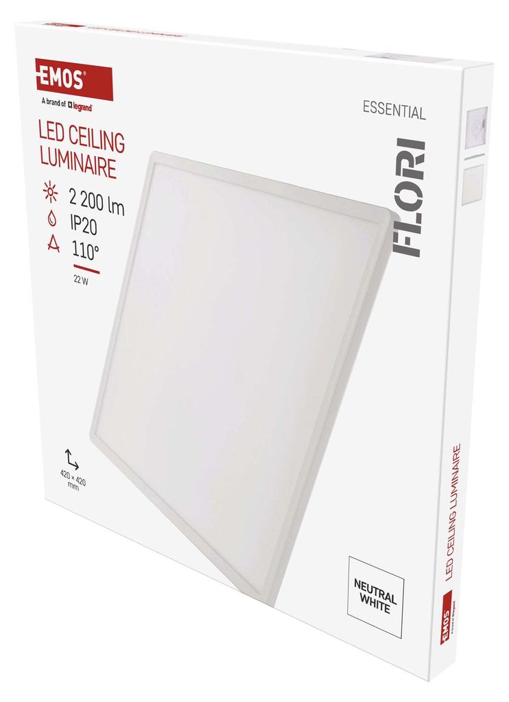 LED přisazené svítidlo FLORI čtvercové, bílé, 22W, neutrální bílá