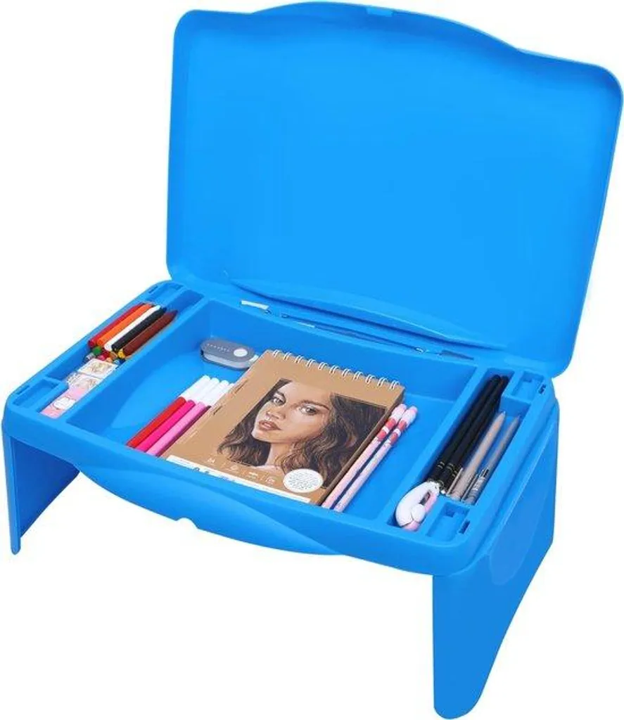 Rehausseur ordinateur portable bleu foncé pliable pour bureau ergonomique