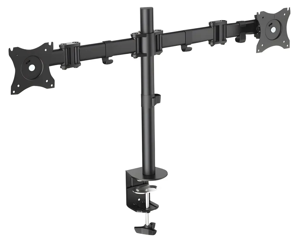 Bras de bureau DIGITUS Double Écran LCD/LED Noir avec Support de Serrage