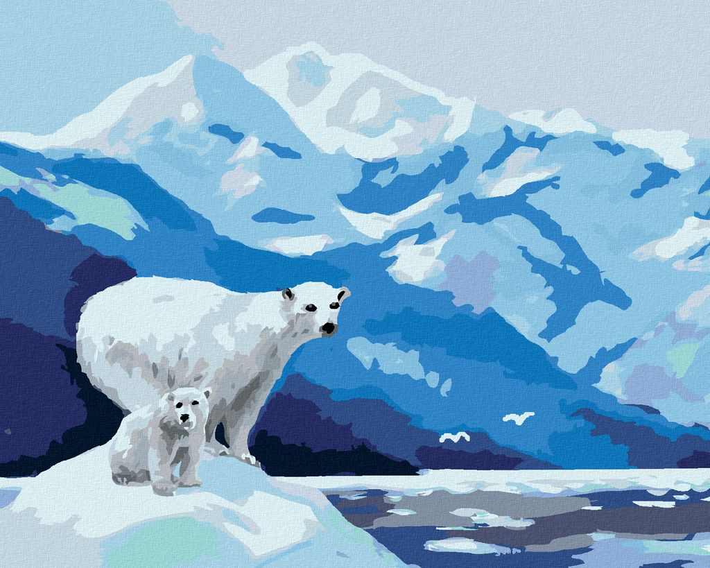 Zuty - Malen nach Zahlen - EISBÄR UND GLETSCHER (D. RUSTY RUST), 40x50 cm, ohne Keilrahmen
