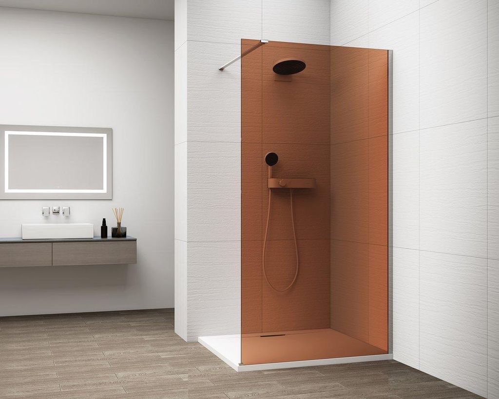 Polysan ESCA CHROME Dusch-Glasteil, Wandmontage, Glas Marron, 1500 mm
