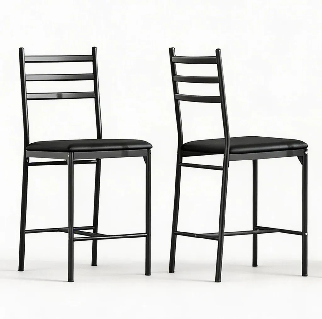 Lot de 2 tabourets de bar marron foncé avec dossier et assise similicuir