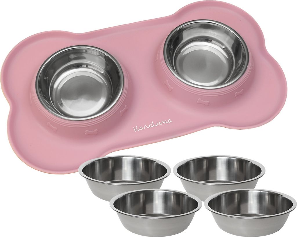 Silikonisches Futterbehälter mit Edelstahl-Futterbowl, für Produktbild 
