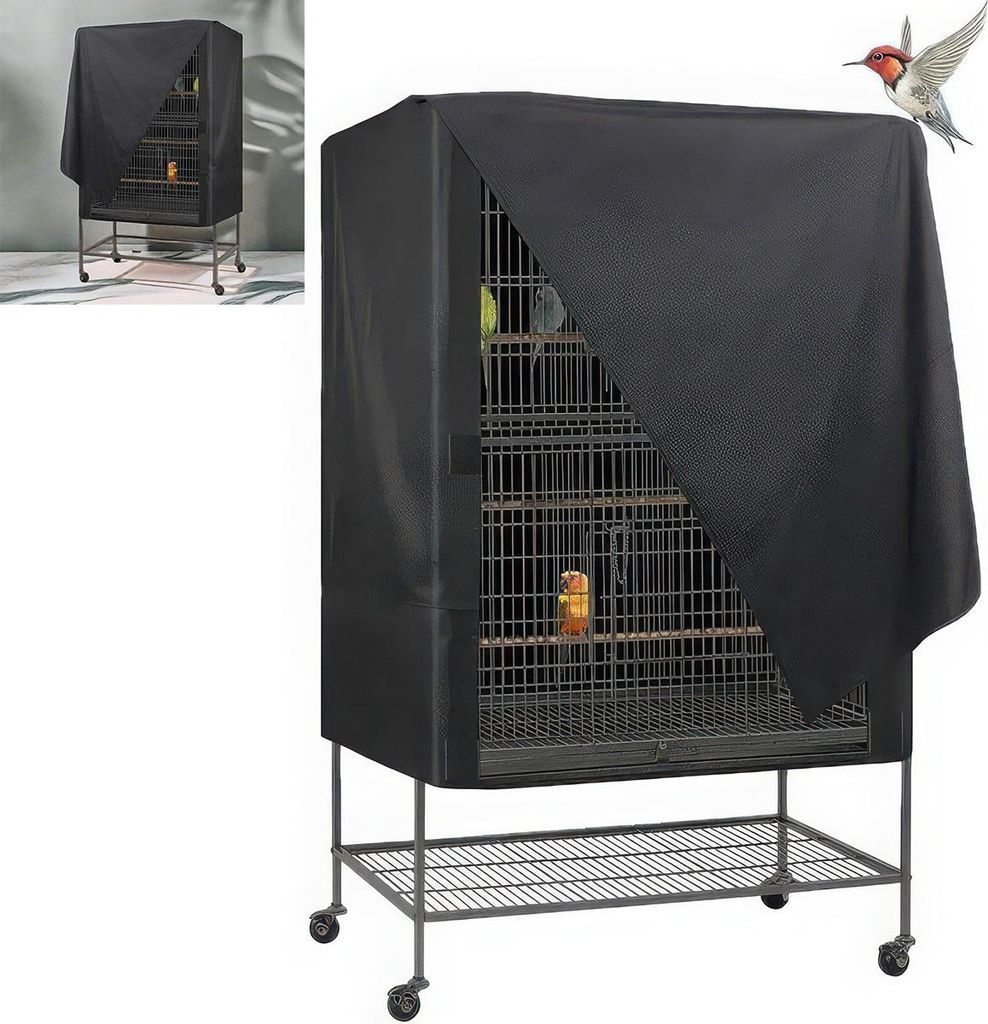 Universal Käfigabdeckung Vogelkäfig, Schutz für Katzen, Kleintiere & Vögel, 80×54×120 cm, Schwarz, für Papageien, Sittiche & Totoros