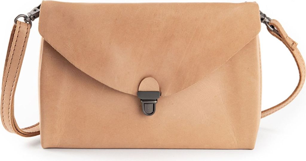 HAROLD'S Leder Umhängetasche Fold Handbag Clutch Camel beige