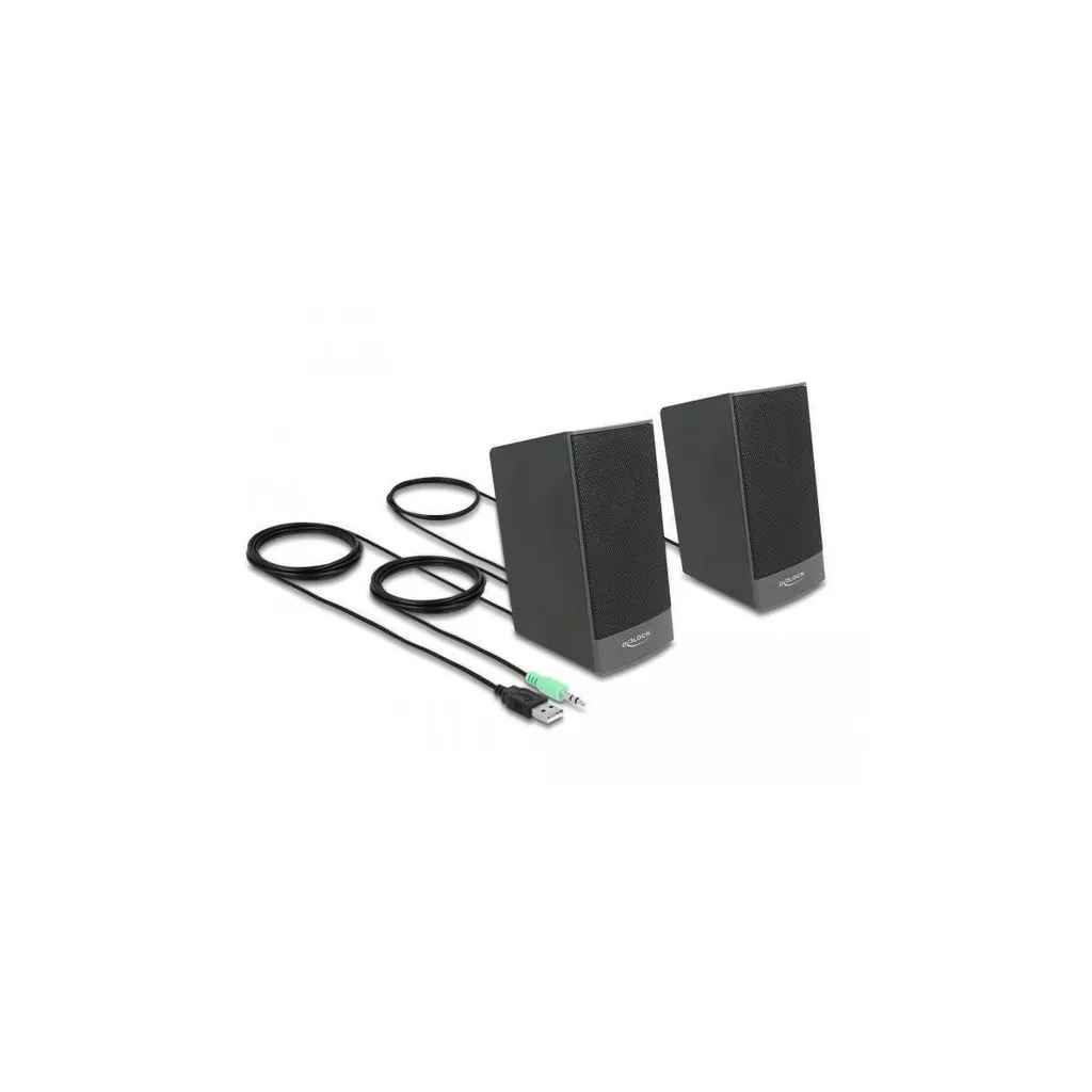 Haut-parleurs PC Stéréo 2.0 Delock Alimentés par USB pour Ordinateur