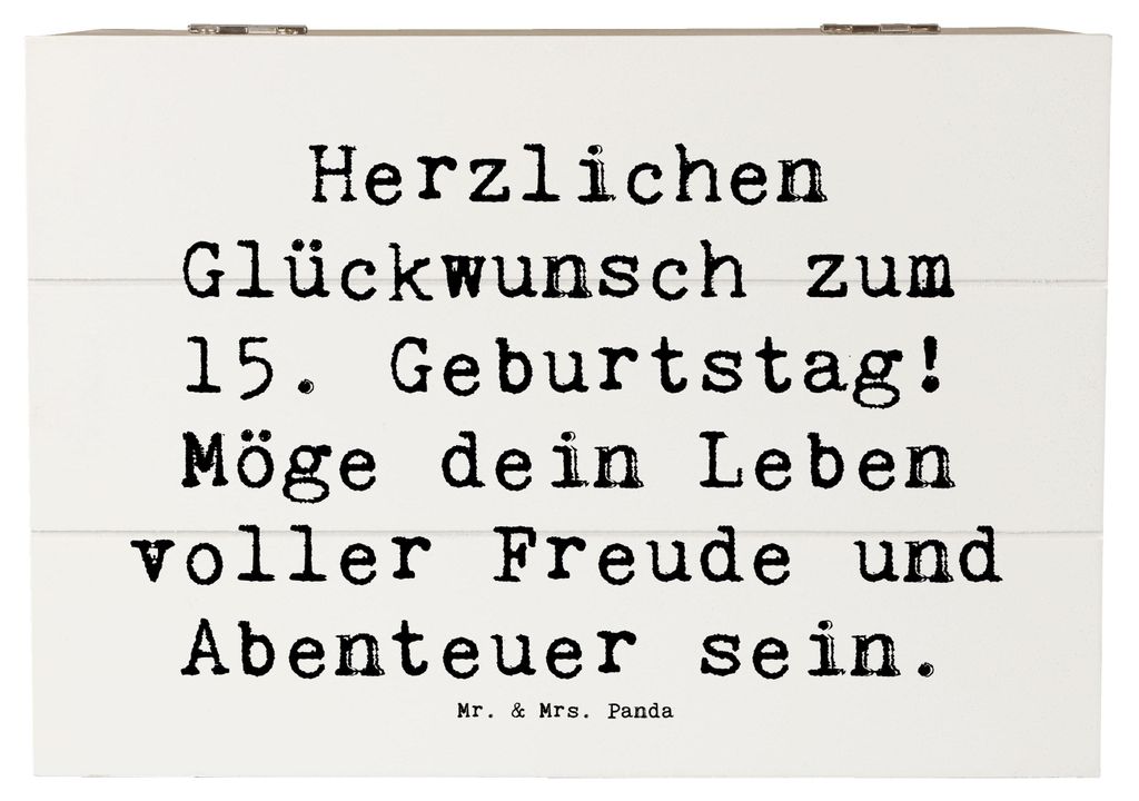 Mr. & Mrs. Panda Box Spruch 15. Geburtstag Glückwünsche 22 x 15 cm - Weiß - Geschenk, neues Kapitel, Jugend, fotobox, Alter, stilvoll, Kiste mit...