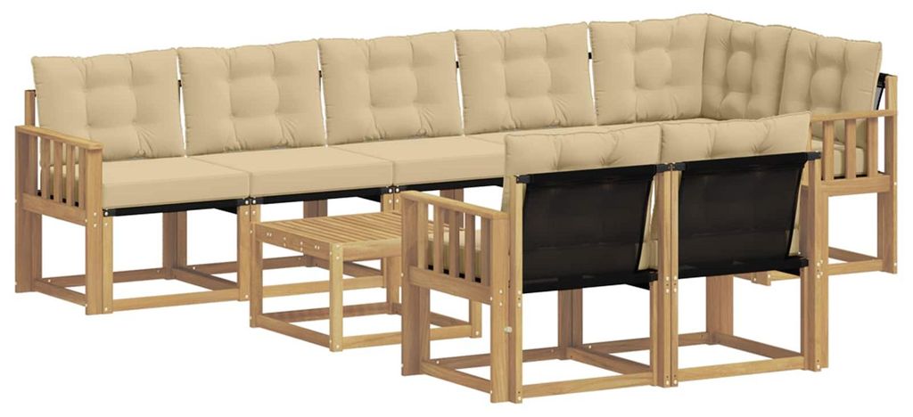 “2026 Modern“ Braun Outdoor-Sofagarnitur mit Kissen 9 pcs Weiß und Beige - Designermöbel 27520 - Gartensofas