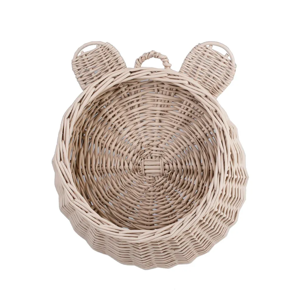 Ours en osier tressé Ø27 CM Décoration murale bohème chambre d'enfant