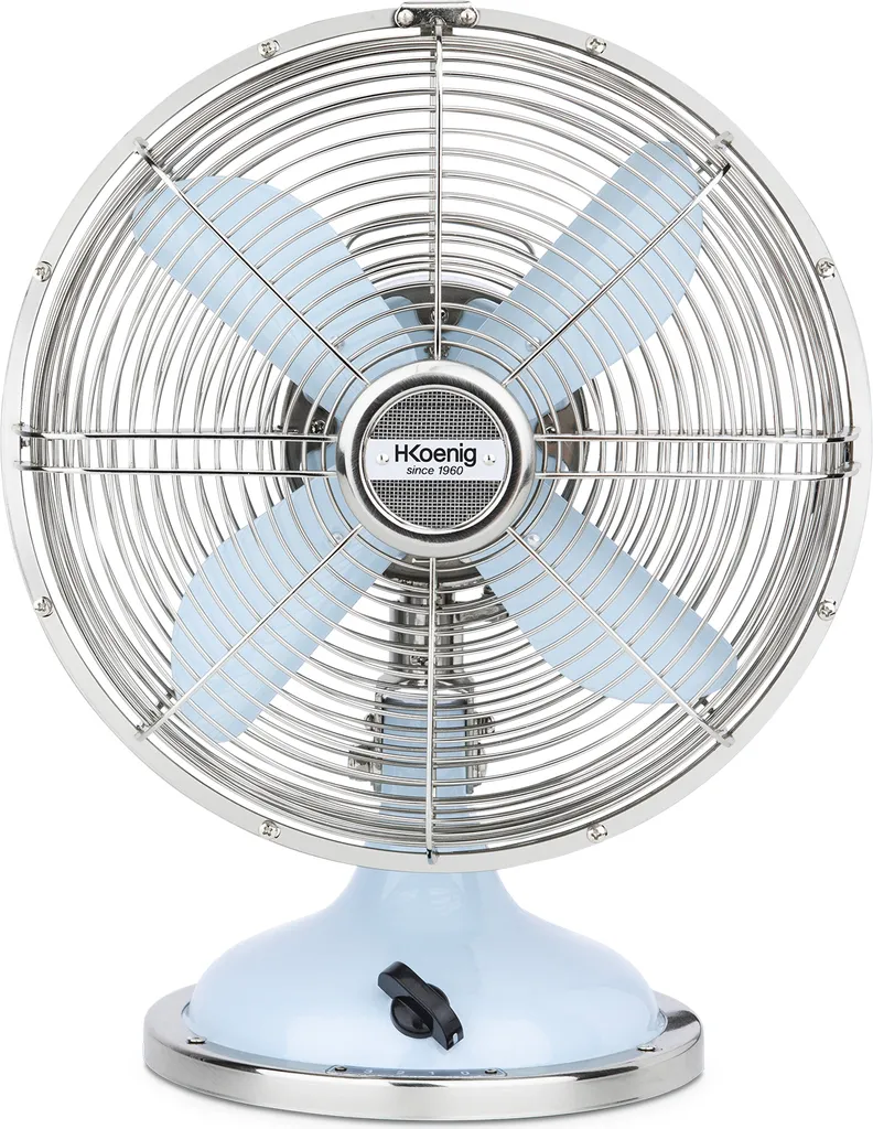 HKoenig JOE50 Ventilateur de Table Rétro Bleu Clair Design Vintage 25cm