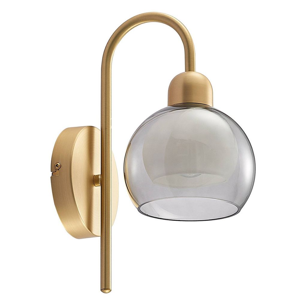 Lucande Mylah Wandleuchte mit Glasschirm, messing