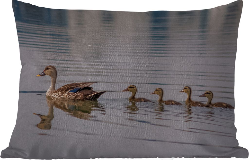 MuchoWow Outdoor Kissen - Ente - Wasser - Vogel - Braun - 60x40 cm - Wetterfest - Lounge Kissen - Zierkissen - Kissen für Innenräume