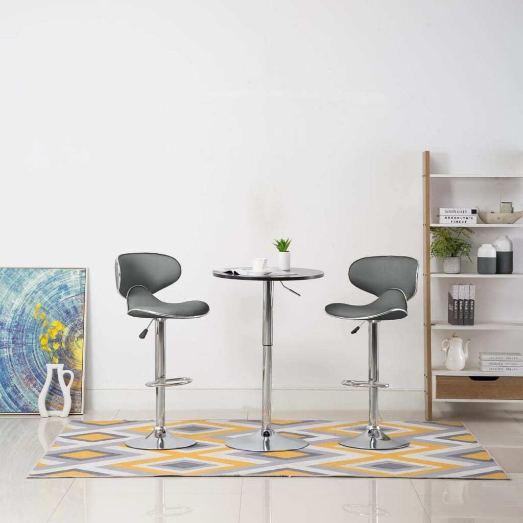 The Living Store Barhocker 2 Stk. Grau Kunstleder