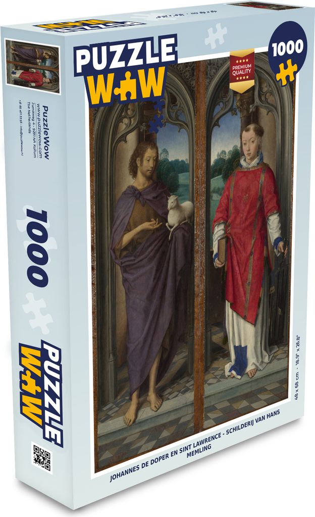 MuchoWow Puzzle 1000 Teile Johannes der Täufer und der Heilige Laurentius - Gemälde von Hans Memling - Spielzeug - Alt und Jung - Spiele - Puzzeln