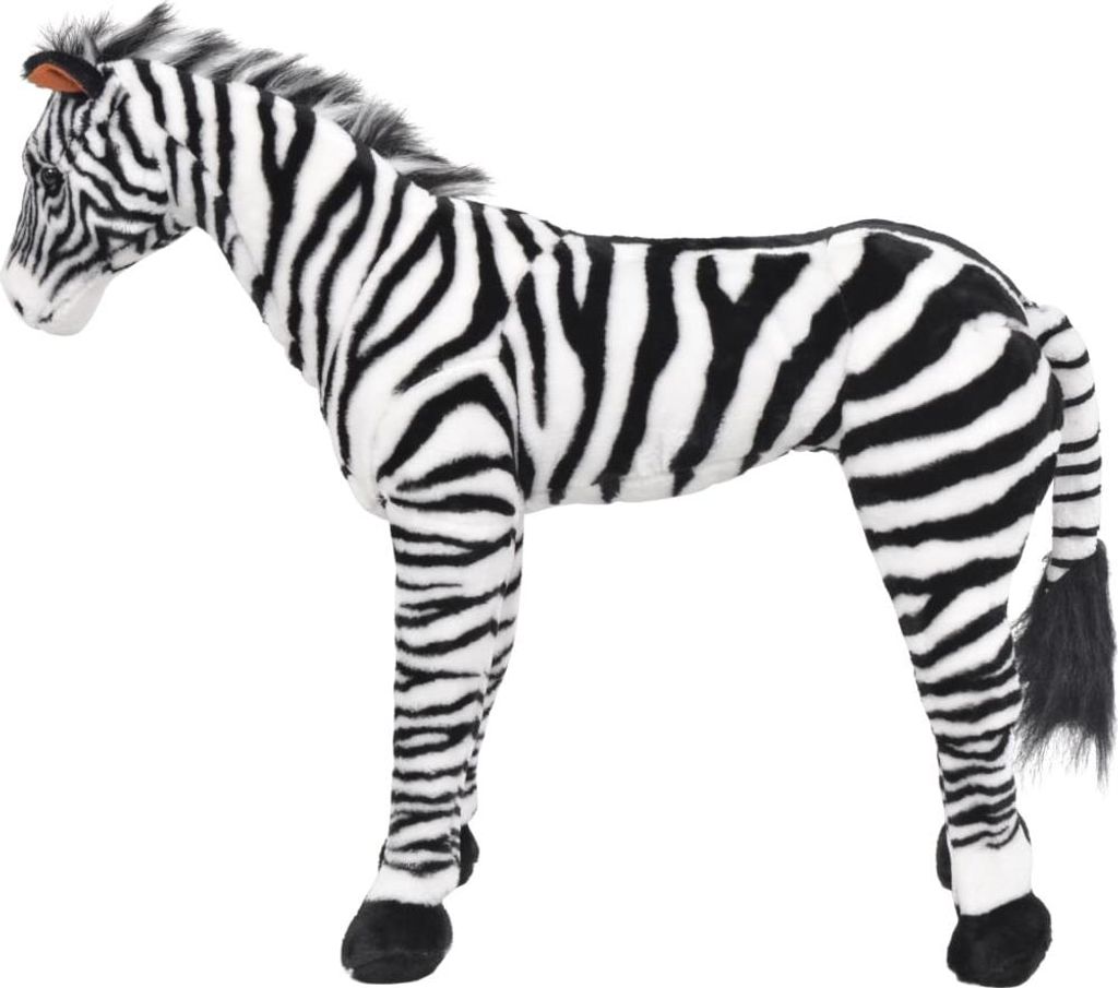 vidaXL Plüschtier Zebra Stehend Plüsch Schwarz und Weiß XXL