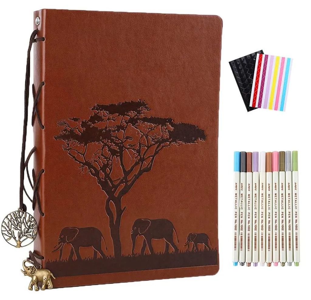Album Photo Pages Noires avec Couverture Cuir et Reliure Anneaux Mobile
