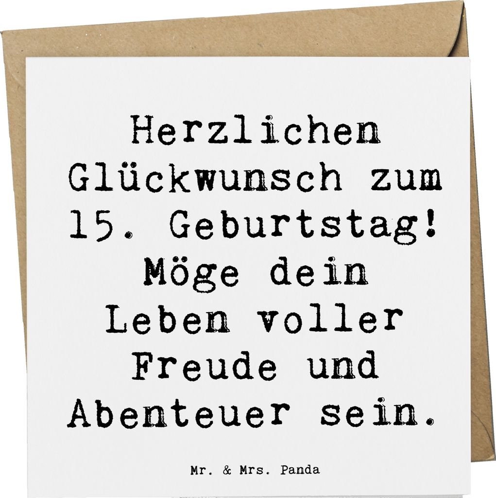 Mr. & Mrs. Panda Grußkarte Spruch 15. Geburtstag Glückwünsche - Weiß - Geschenk, doppelkarte, Feier, Abenteuer, Klappkarte, Alter, Glückwunsch...