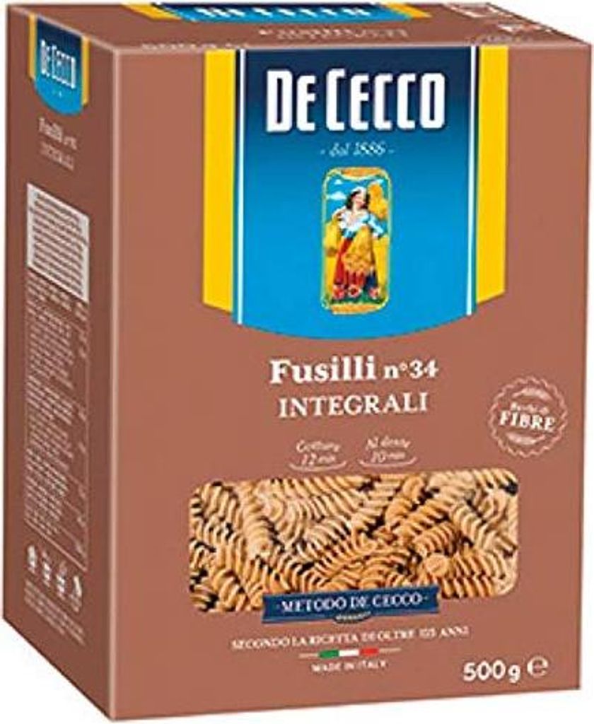 5x Pasta De Cecco Fusilli integrali n. 34 Vollkorn italienisch Nudeln 500 g