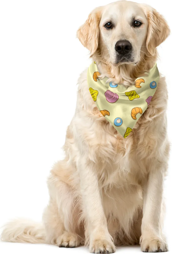 ABAKUHAUS Bandana colorata per animali domestici, Colazione del mattino, 40x40 cm, Multicolore