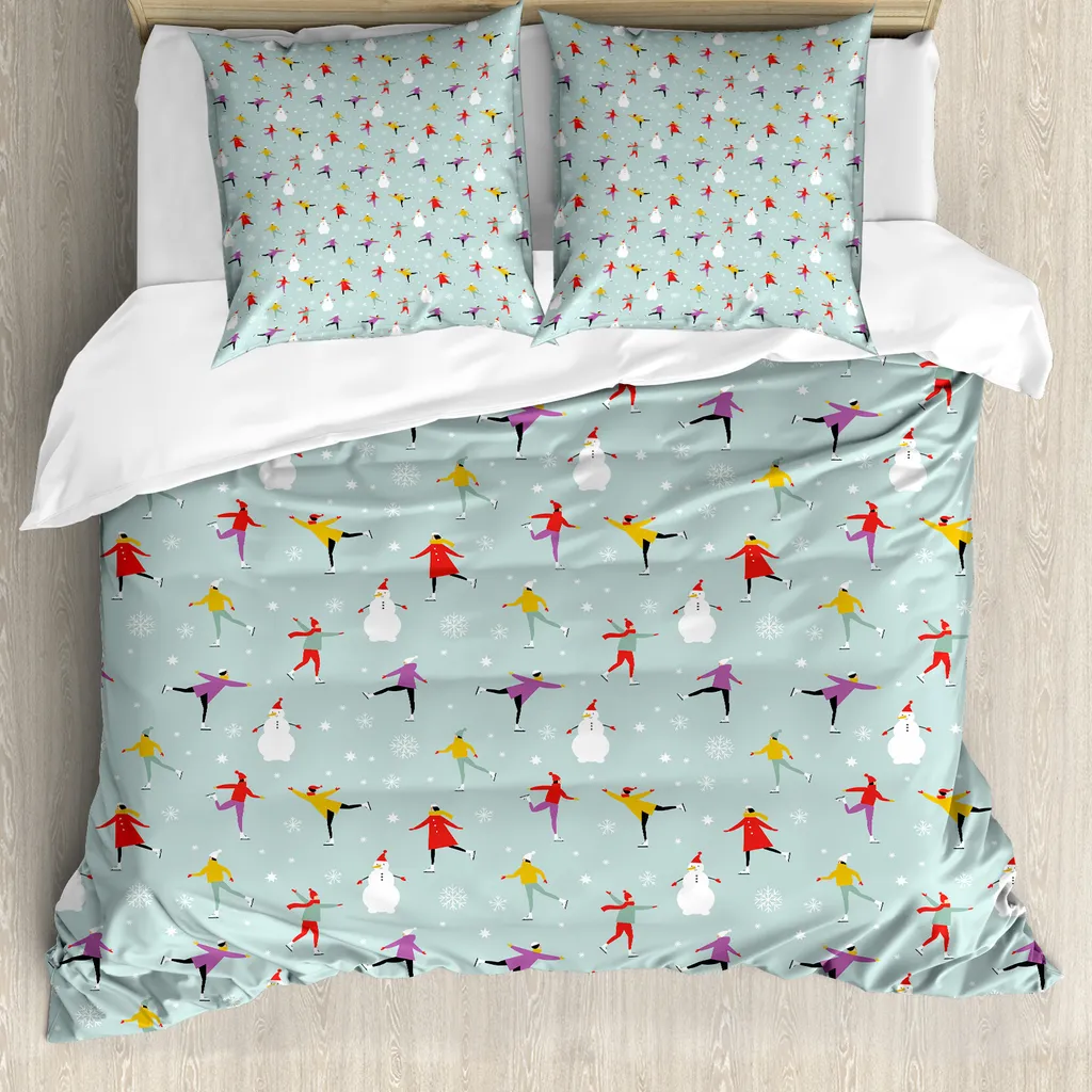 Housse de couette Patins à glace 155x220 cm avec taie d'oreiller 80x80