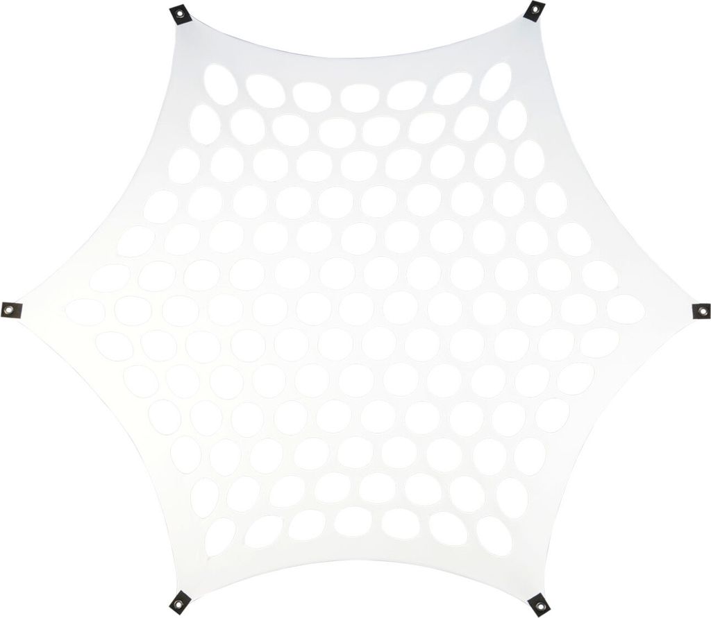PSYWORK Schwarzlicht Segel Elasthan | Crystal Clear Hexagon Holes Weiß | 1,75 x 1,75m | UV-aktiv | fluoreszierend | Wandtuch Wandbehang Stoff Neon...