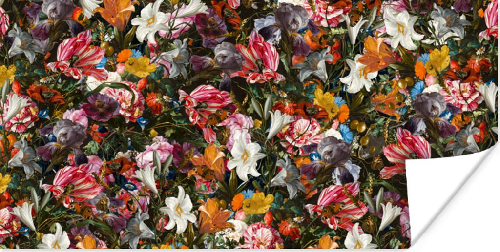 MuchoWow Poster Blumen - Schmetterling - Design - Kunst - Abstrakt - Malerei - Alte Meister 40x20 cm - Poster für die Wand - Poster Schlafzimmer