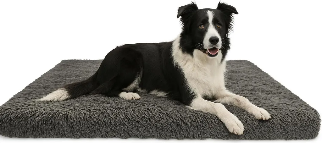 Tapis pour chien moelleux GRAPHIT - Lit peluche longue 120x80cm déhoussable